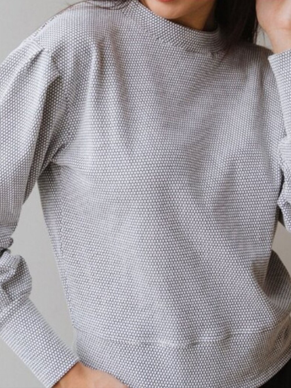 Albion Women's Textured Crewneck Sweater in Light Gray